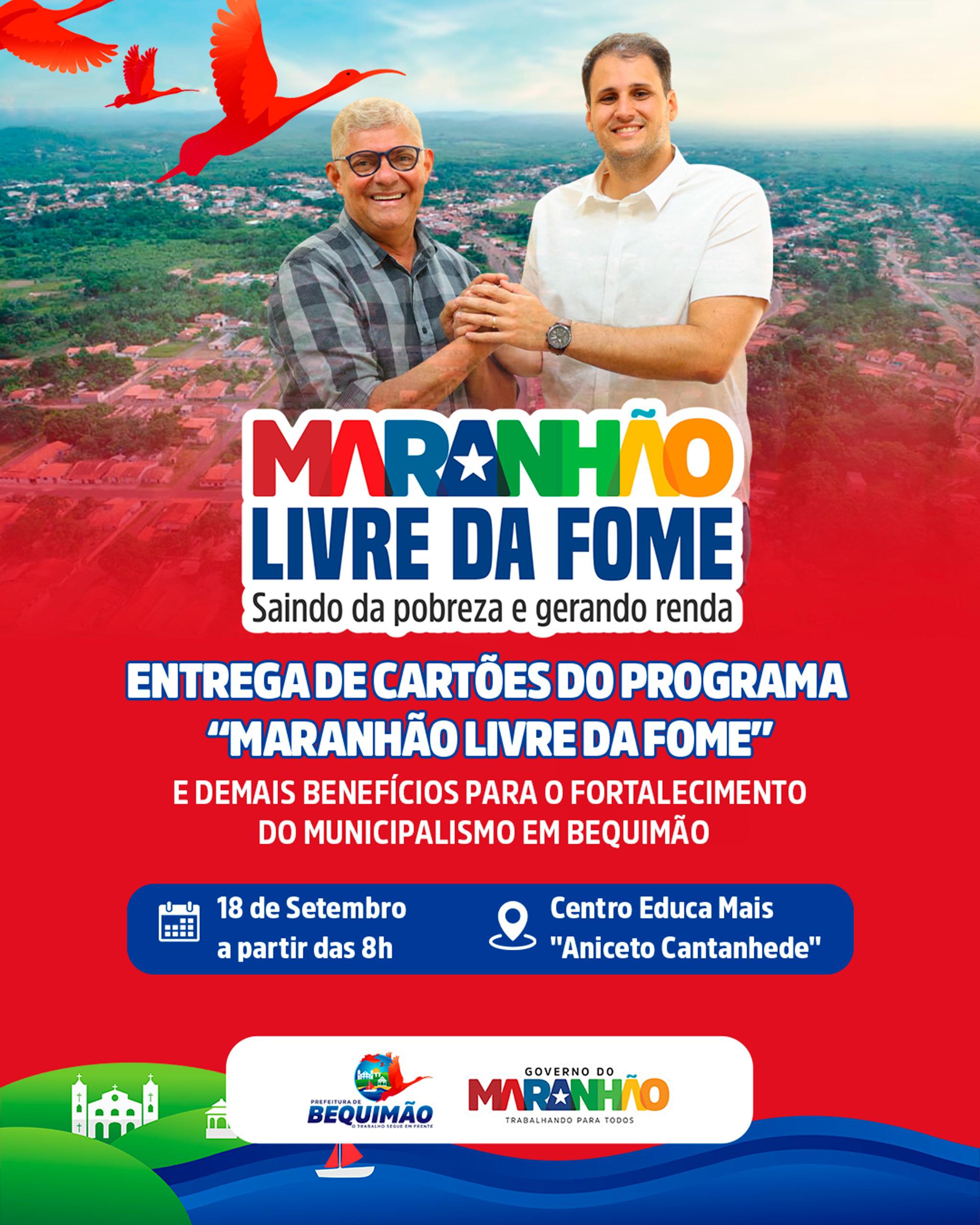Prefeito Zé Martins e Orleans Brandão entregam cartões do programa “Maranhão Livre da Fome” aos beneficiários de Bequimão